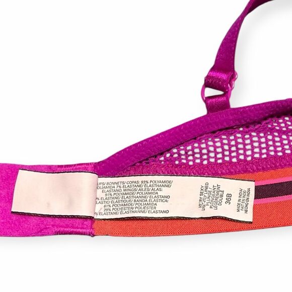 VICTORIA’S SECRET Very Sexy Women’s Hot Pink Lace with Orange Stripe Band Lightl - Picture 4 of 4